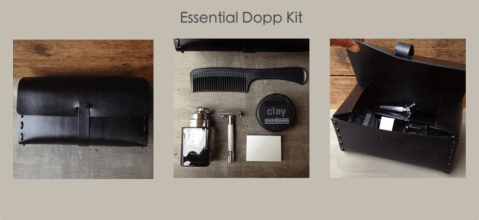 Handmade leather dopp kit travel bag by Bas and Lokes