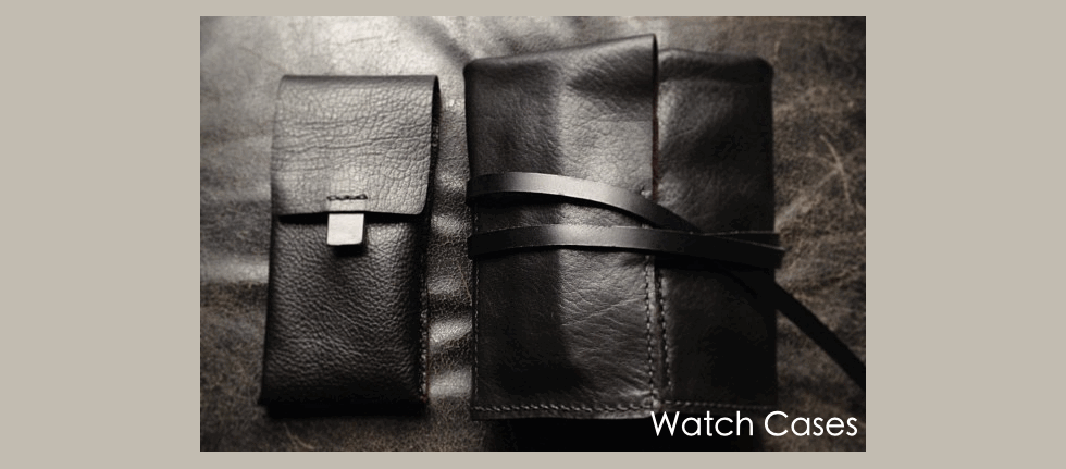 Handmade leather watch roll and pouch by Bas and Lokes